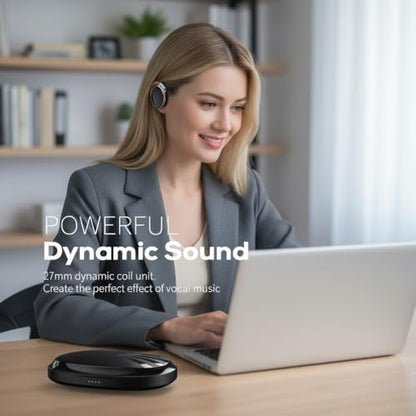 Open Ear Headphones with Ear Hooks, 52Hrs Playtime, Bluetooth 5.4 | Dual Device Pairing, Lightweight Clip-On Design, Wireless Earbuds Over Ear for Work - color: Black
