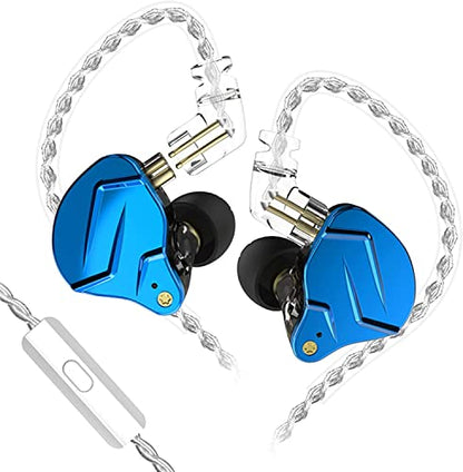 KZ ZSN PRO X in-Ear Earbud Headphones with Mic Dual Driver 1BA+1DD Hybrid Wired Gaming Earbuds Earphones Compatible with Android, iPhone, iPad, Laptops, MP3 and Most 3.5mm Interface (Blue with Mic) - color: Deep Blue, size: With Mic