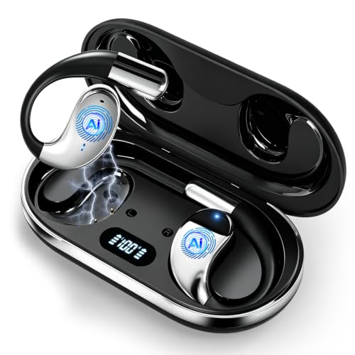 AI Translation Open Ear Earbuds Real Time, Bone Conduction Over The Bluetooth Language Translator Headphones Built-in Mic, Waterproof, Audifonos Traductores Inglés Español, Travel/Music/Calls/Exercise