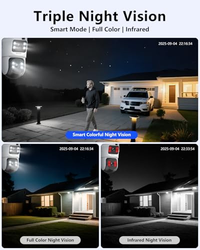Wireless Security Camera System, 4MP PTZ Outdoor WiFi Video Surveillance | 350° PTZ Control, Color Night Vision, Motion Detection, 2-Way Audio, No Monthly Fee - size: 8-Cams 3TB HDD