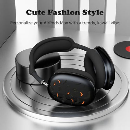 for AirPods Max Headphones Halloween Ear Covers for AirPods Max 2 | Cool Bat Clear Ear Cups Cover | Black Silicone Ear Pad Case Headband Cover for Apple AirPods Max 2/1 (2026/2024/2020) - color: Bat A/Black