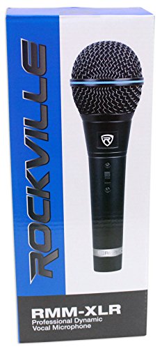Rockville RMM-XLR 2-Pack Dynamic Supercardioid Microphones with XLR Cables | 50Hz-15kHz, 600 Ohm, -60dB Sensitivity, Metal Bodies, On/Off Switches, 2 10' XLR Cables, 2 Mic Clips, 2 Carry Cases, 2-Items