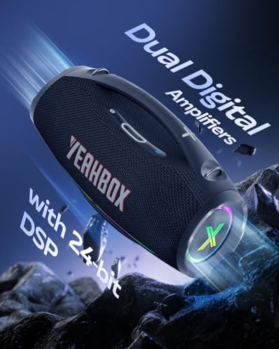 Yeahbox X-Boom X Portable Bluetooth Party Speaker with Dual Mics, 200W Peak - color: Black