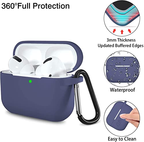 Lerobo for AirPods Pro 2nd/1st Case with Keychain, Blue Gray | Soft Silicone Protective Cover Compatible with Apple AirPod Pro Case for Women Men, Scratchproof, Shockproof, Dustproof - color: Blue Gray