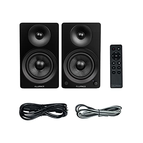 Fluance Ai61 Powered 2-Way 2.0 Stereo Bookshelf Speakers with 6.5" Drivers, 120W Amplifier for Turntable, TV, PC and Bluetooth 5 Wireless Music Streaming - RCA, Optical, USB & Sub Out (Natural Walnut) - color: Natural Walnut, size: Without Stand
