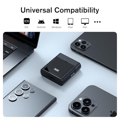 Wireless Lavalier Microphone Kit, Lightning & USB-C Receivers, 22H | Mini Mic for iPhone/Android/iPad with Noise Reduction, 22H Battery, 131ft Range, Lapel Microphone for Video Recording, Vlog
