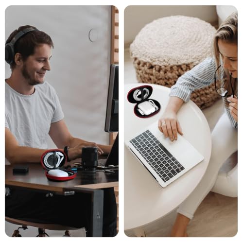 1 Pack Oval Earbud Case Storage Bag with Carabiner, Red - color: D2-red