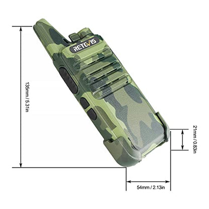 Retevis RT22 Lightweight Walkie Talkies Long Range with Earpiece (2 Pack) - color: Camouflage