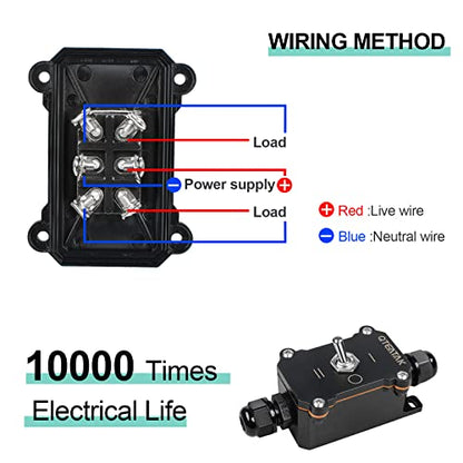 Inline Cord Switch, I/II ON-Off-ON 3 Position Toggle Switch | AC 15A 250V/20A 125V, Waterproof in-Line Power Switch, 6 Screw Pin Terminals, Two-Side Entry & Exit Outdoor Control - style: ON-OFF-ON (I/II )
