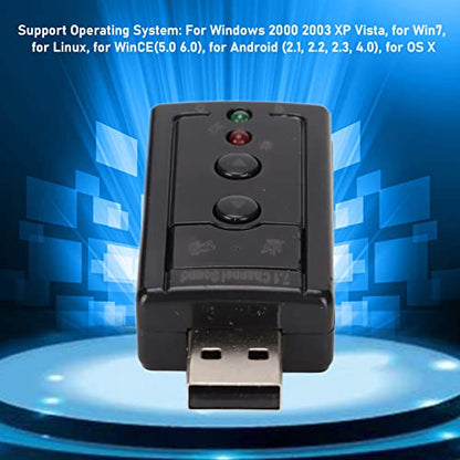 USB Sound Card, Virtual External Sound Card Built in Amplifier and Volume Controls with 3.5MM Ports and Microphone 7.1 Channel Sound Card
