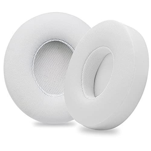 Replacement Ear Pads for Beats Solo 2 and Solo 3 Headphones, White | Solo2 & Solo3 Earpads Cushions with Noise Isolation Memory Foam and Softer Protein Leather - color: White
