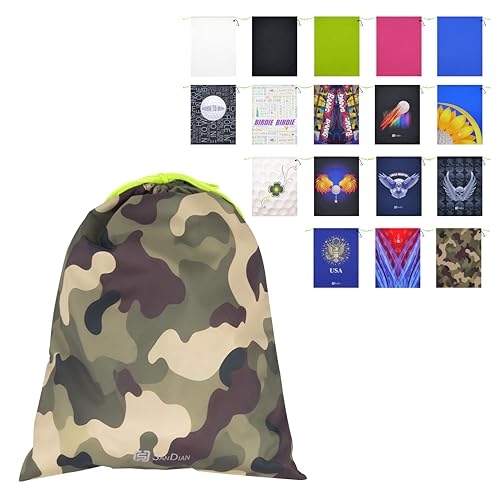 SANDIAN, Golf Shoes Pouch Bag, Waterproof Packing Storage Bag, Drawstring Rope Closures, Sublimation Dye Prints, Durable PU Coatings, Weather Resistant, Large Capacity, Carabiner Included (SP82)