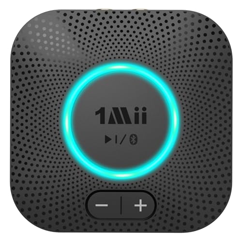 1Mii B06S Bluetooth 5.3 Receiver, Hi-Fi Wireless Audio Adapter | for Home Music Streaming System with aptX HD, aptX Low Latency, Volume Control, and RCA/3.5mm AUX Outputs