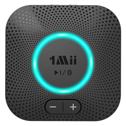 1Mii B06S Bluetooth 5.3 Receiver, Hi-Fi Wireless Audio Adapter | for Home Music Streaming System with aptX HD, aptX Low Latency, Volume Control, and RCA/3.5mm AUX Outputs
