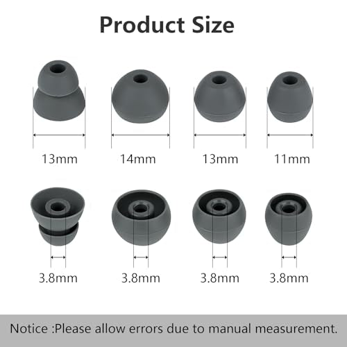 Replacement Earbud Tips Silicone Ear Tips Compatible with Powerbeats Pro Beats Wireless Earphone Headphones Rubber Tips Eartips, 4 Pairs Dark Gray - color: Dark Gray