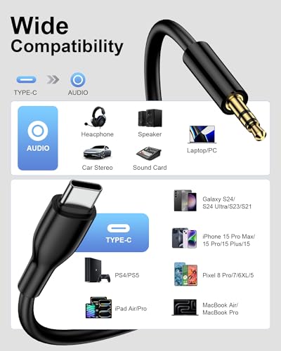 Samsung USB C to 3.5mm Audio Aux Jack Cable, 3.3ft Aux to USB C Cord Cable