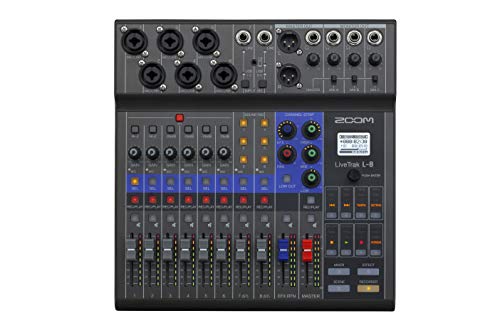 Zoom LiveTrak L-8 Battery Powered Mixer/Recorder for Musicians & Podcasters | 8-channel digital mixer with 12-in/4-out USB interface and 6 sound pads for podcasting, music and live streaming