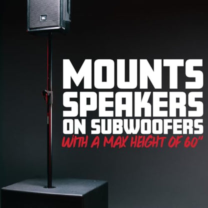 Gator Frameworks Standard Subwoofer/Speaker Pole Mount with Adjustable Height, (GFW-SPK-SUB60) | Min/Max Height: 33" - 60", 132 lb. Weight Capacity, All Steel Design, Safety Pin Catch System