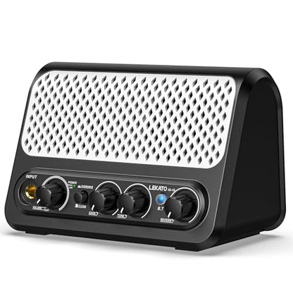Mini Guitar Amp,LEKATO 10W Portable Electric Guitar Amplifier with Clean & Overdrive Channel,Reverb,Bluetooth Small Guitar Amp for Practice (Black-White) - color: Black-White