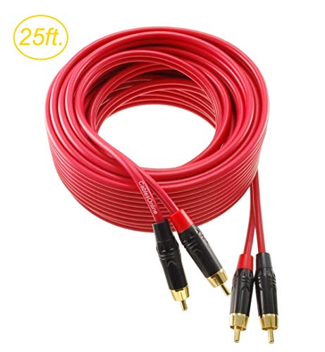 CablesOnline, 25ft. Two-RCA Male to Two-RCA Male Gold-Plated Ultra-Flexible Red Premium Audio Cable, AV-425QR - size: 25ft.