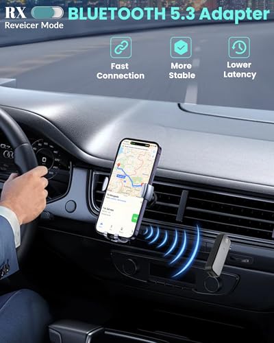 Aux Bluetooth 5.3 Adapter for Car, 2 in 1 Bluetooth Aux Car Adapter Receiver, Auxiliar Audio Blue Tooth para Carro Wireless Dongle with 3.5mm Jack for Stereo Systems and Headphones