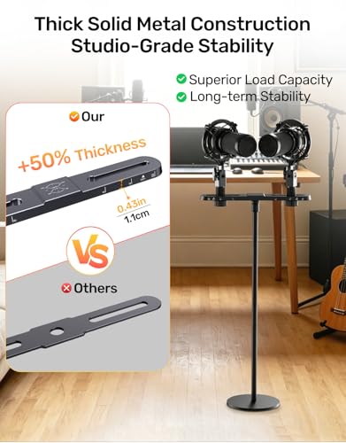 Stereo Mic Bar, Adjustable Dual Microphone Mount Bar,Universal Double Mic Holder for Stand,Precision Stereo Spacing Mic Bar for Podcast,Live Streaming,Studio Recording,Fit 3/8"&5/8" Threaded Mic Stand - size: Stereo Mic Bar