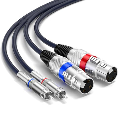 tisino Dual XLR to RCA Cable, Heavy Duty 2 XLR Female to 2 RCA Male Patch Cord HiFi Stereo Audio Connection Interconnect Lead Wire - 5 ft / 1.5m - size: 5 FT