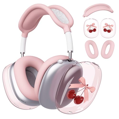 for AirPods Max Headphones Cherry Bow Ear Covers for AirPods Max 2 - color: Cherry Bow C/Pink
