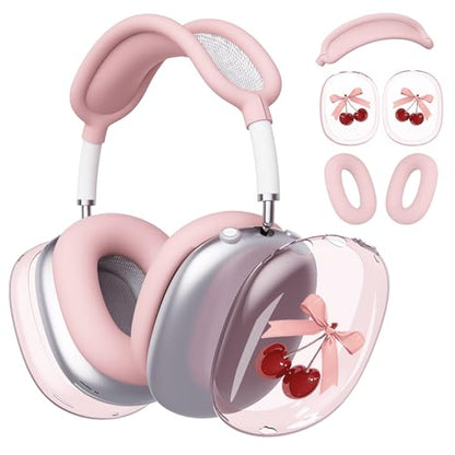 for AirPods Max Headphones Cherry Bow Ear Covers for AirPods Max 2 - color: Cherry Bow C/Pink