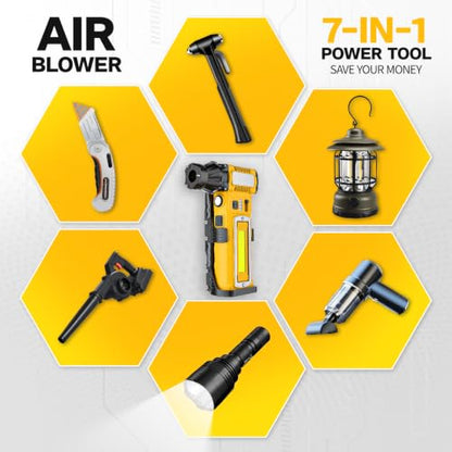 Compressed Air Duster, Cordless Rechargeable 7-in-1 Air Duster, 2 Battery 8000mAh 300000RPM, Variable Speed Electric Dust Remover for Keyboard PC Computer Car Vents Cleaning
