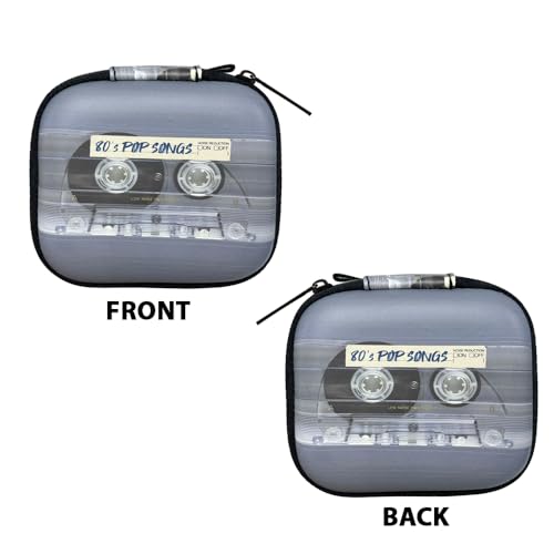 WIRESTER Portable Headphone Case, Earphone Storage Bag Carrying Case, Earbud Holder with Carabiner Compatible with Raycon Fitness Bluetooth True Wireless Earbuds - Retro Clear Cassette Tape Pop Songs - color: Retro Clear Cassette Tape Pop Songs