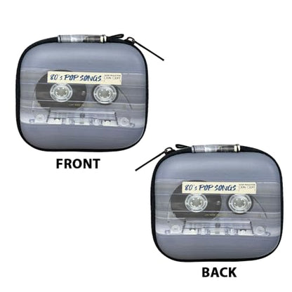 WIRESTER Portable Headphone Case, Earphone Storage Bag Carrying Case, Earbud Holder with Carabiner Compatible with Raycon Fitness Bluetooth True Wireless Earbuds - Retro Clear Cassette Tape Pop Songs - color: Retro Clear Cassette Tape Pop Songs