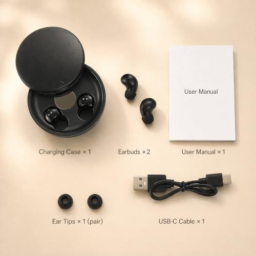 Mini Invisible Bluetooth Earbuds - Ergonomic Wireless Earbuds with Premium Sound Quality and One-Step Auto Pairing - color: Black