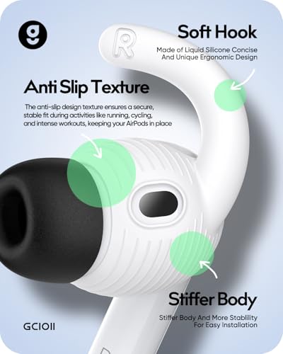 Memory Foam Ear Tips & Ear Hooks for AirPods Pro 3 (2025),Anti-Slip Sport Ear Tips Accessories Compatible with Apple AirPods Pro 3rd Generation (S/M/L Black Buds, 2 Pairs White Hooks)