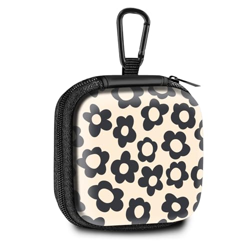 Square Data Cable Earbud Charger Coin Storage Bag Shockproof and Drop-Proof EVA Material Compatible with AirPod(Beige Groovy Flower) - color: Beige Groovy Flower