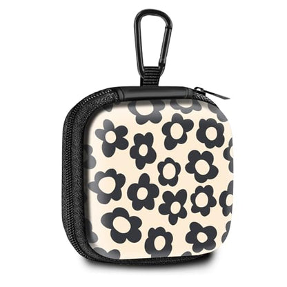 Square Data Cable Earbud Charger Coin Storage Bag Shockproof and Drop-Proof EVA Material Compatible with AirPod(Beige Groovy Flower) - color: Beige Groovy Flower