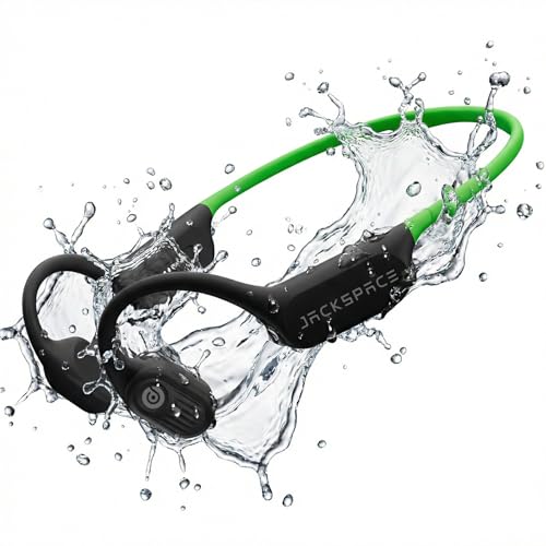 Bone Conduction Headphone Bluetooth 6.0, IP68 Waterproof Swimming Headphones Underwater Built-in 16G MP3 Player, Open Ear Headphones with Mic,15H Playtime for Running, Fitness(Green) - color: Green