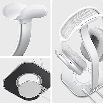 Spigen Premium Aluminum Headphone Stand for AirPods Max 1/2 (2020/2026) | Universal Compatibility for AirPods Max, Sonos Ace, Bose, Beats, Sony, PlayStation, etc [Charger Not Included] - Silver - color: Silver