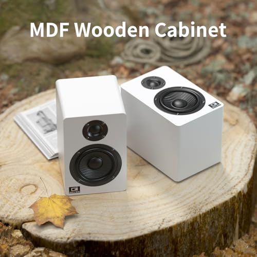 H2 Bookshelf Speakers, 60W Stereo, Record Player/Computers Speakers, DSP, Carbon-Fiber Woofer, Silk Tweeter, Optical/USB-C/AUX, Bluetooth 5.3, White - color: White