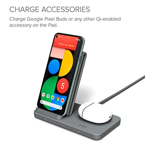 iOttie iON Wireless Duo CERTIFIED BY GOOGLE 15W Stand + 5W Pad Qi-Certified Charger | Compatible with Google, Google Pixel, Pixel Buds | Includes Power Cable & Adapter | Dark Grey - style: iON Wireless
