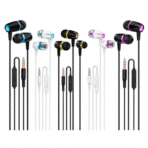 Kamon 5 Pack Earbuds Headphones with Remote & Mic, Earphones Wired Stereo in-Ear Bass for iPhone, Android, Smartphones, iPod, iPad, MP3, Fits All 3.5mm Interface (K1) - color: K1