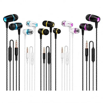 Kamon 5 Pack Earbuds Headphones with Remote & Mic, Earphones Wired Stereo in-Ear Bass for iPhone, Android, Smartphones, iPod, iPad, MP3, Fits All 3.5mm Interface (K1) - color: K1