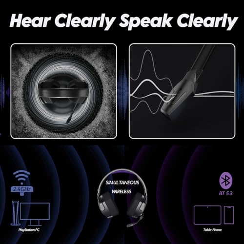 NUBWO Wireless Gaming Headset with Mic for Ps5 Ps4 PC, Zero Interference, 100-Hour Battery All-Day Play, 23ms Sync for Fortnite & Call of Duty/FPS Gamers, Triple Mode All Devices Compatible - Purple - color: Purple