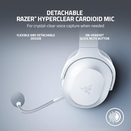 Razer Barracuda X Wireless Gaming & Mobile Headset (PC, PlayStation, Switch 2, Android, iOS): 2.4GHz Wireless + Bluetooth - 40mm Drivers - 50 Hr Battery - Mercury White (Renewed)