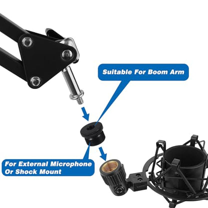 4 Pcs Microphone Accessories Mic Stand Adapter 1/4 Female to 5/8 Male Screw Adapter Thread Tripod Screw Mic Foot Thread for Microphone Stand Mount to Camera Tripod