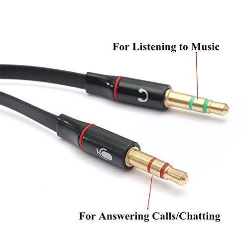 Headphones Y Cable Splitter Adapter 3.5mm Female to 2 Male Premium Gold-Plated Corrosion-Resistant Audio Mic Y Cable for Headset Connecting to PC