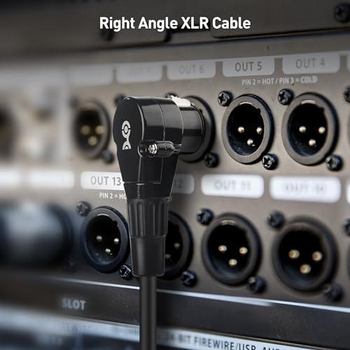 Cable Matters 2-Pack Right Angle XLR Microphone Cable, 6ft | Oxygen-Free Copper (OFC), Right Angle Mic Cord, Black - size: 6ft
