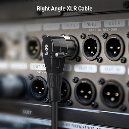 Cable Matters 2-Pack Right Angle XLR Microphone Cable, 0.5ft | Oxygen-Free Copper (OFC), Right Angle Mic Cord, Black - size: 0.5ft