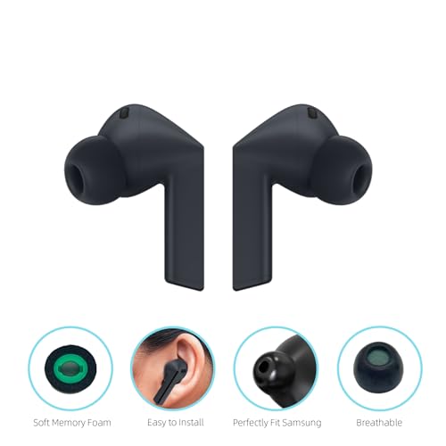 Memory Foam Ear Tips with Dust Mesh for Anker Liberty 5 Pro & Samsung Galaxy Buds 3 FE Earbuds, Anti-Slip Replacement Ear Tip, No Silicone Pain, Fit in Charging Case, 3 Pairs (SML)