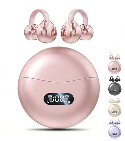 Clip-on Earbuds Open Ear Wireless Bluetooth 5.4 Headphones - color: Rose Gold